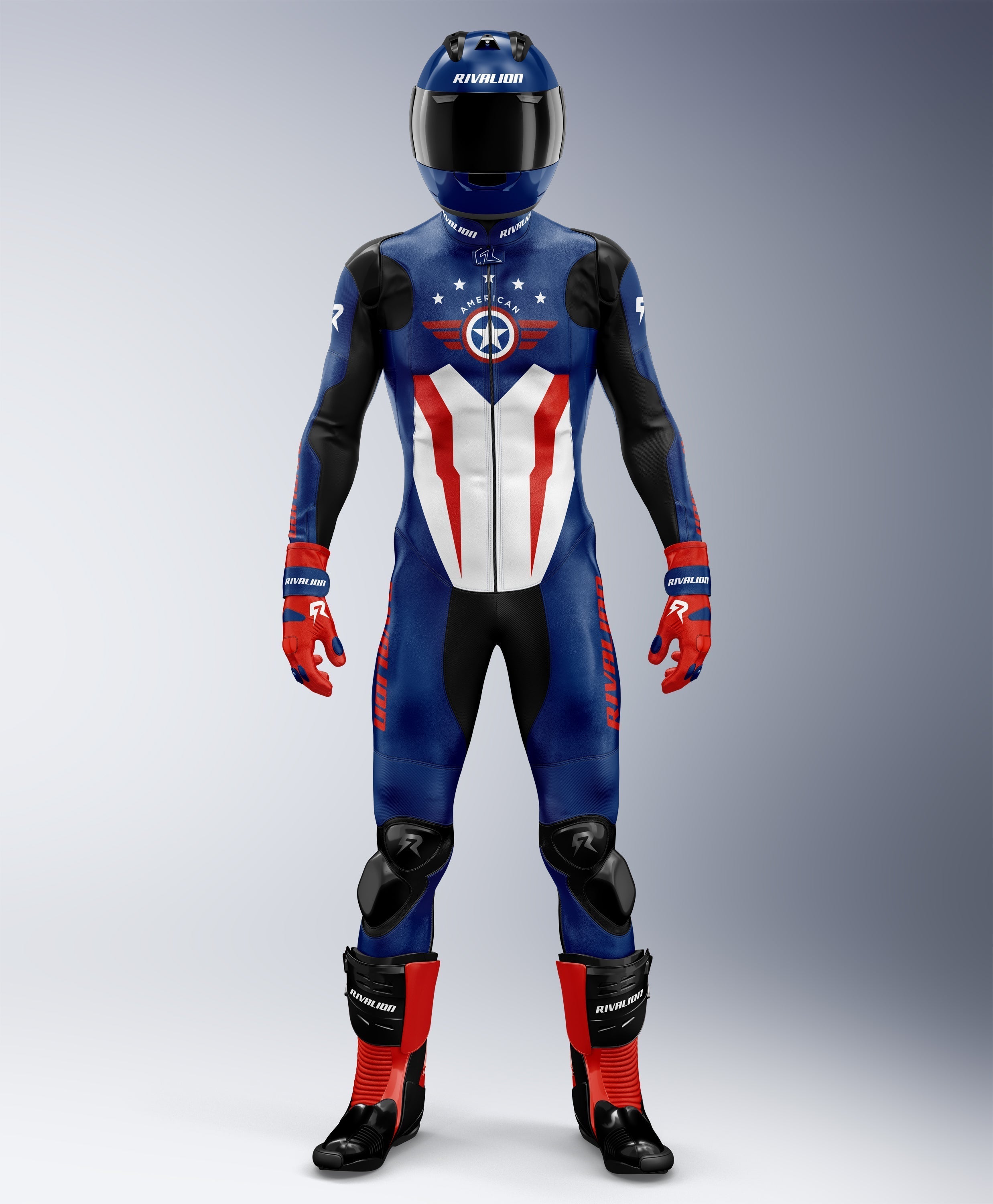 Captain America Motorcycle Leather Racing Suit