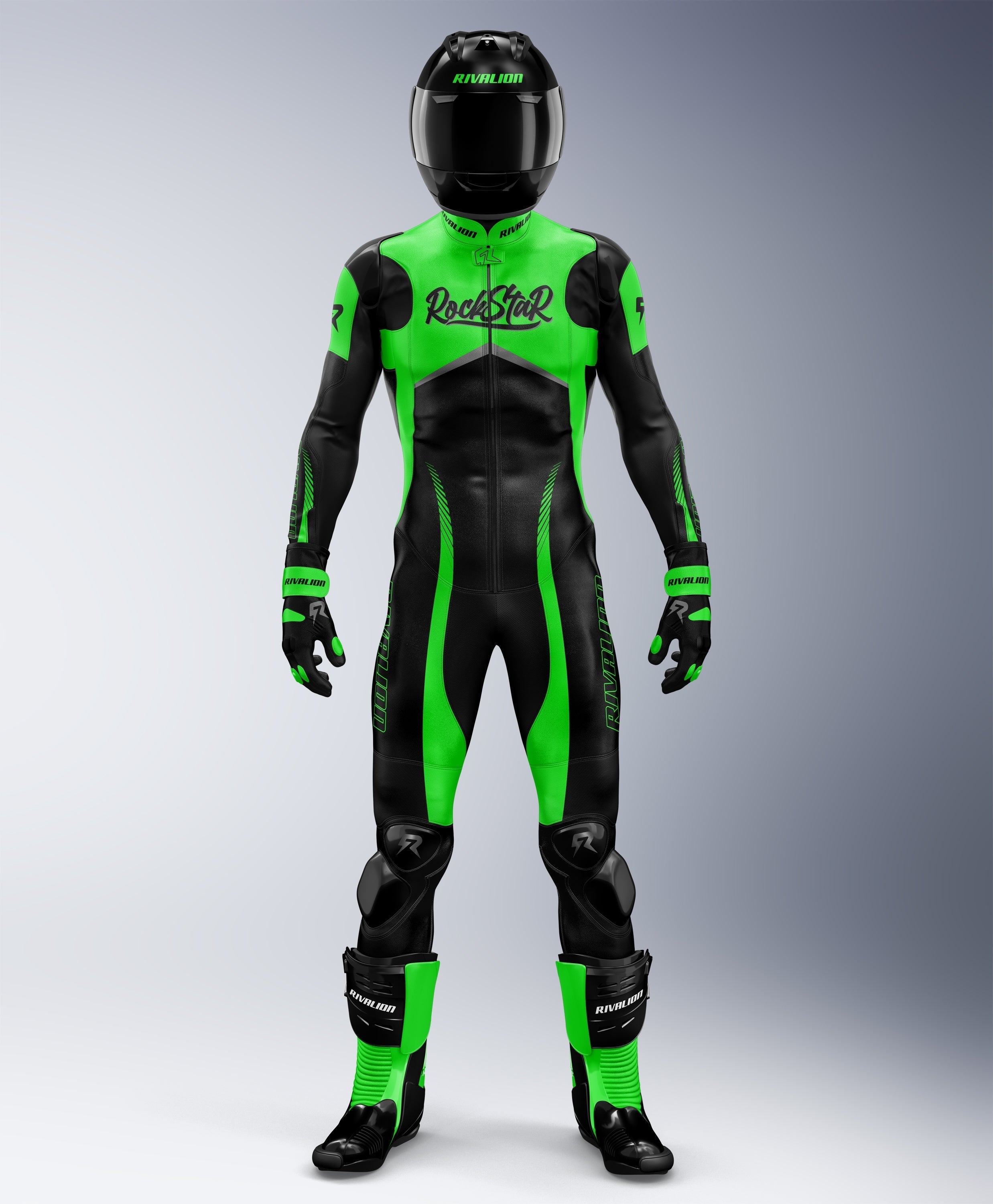 Rockstar Motorcycle Men Leather Racing Suit