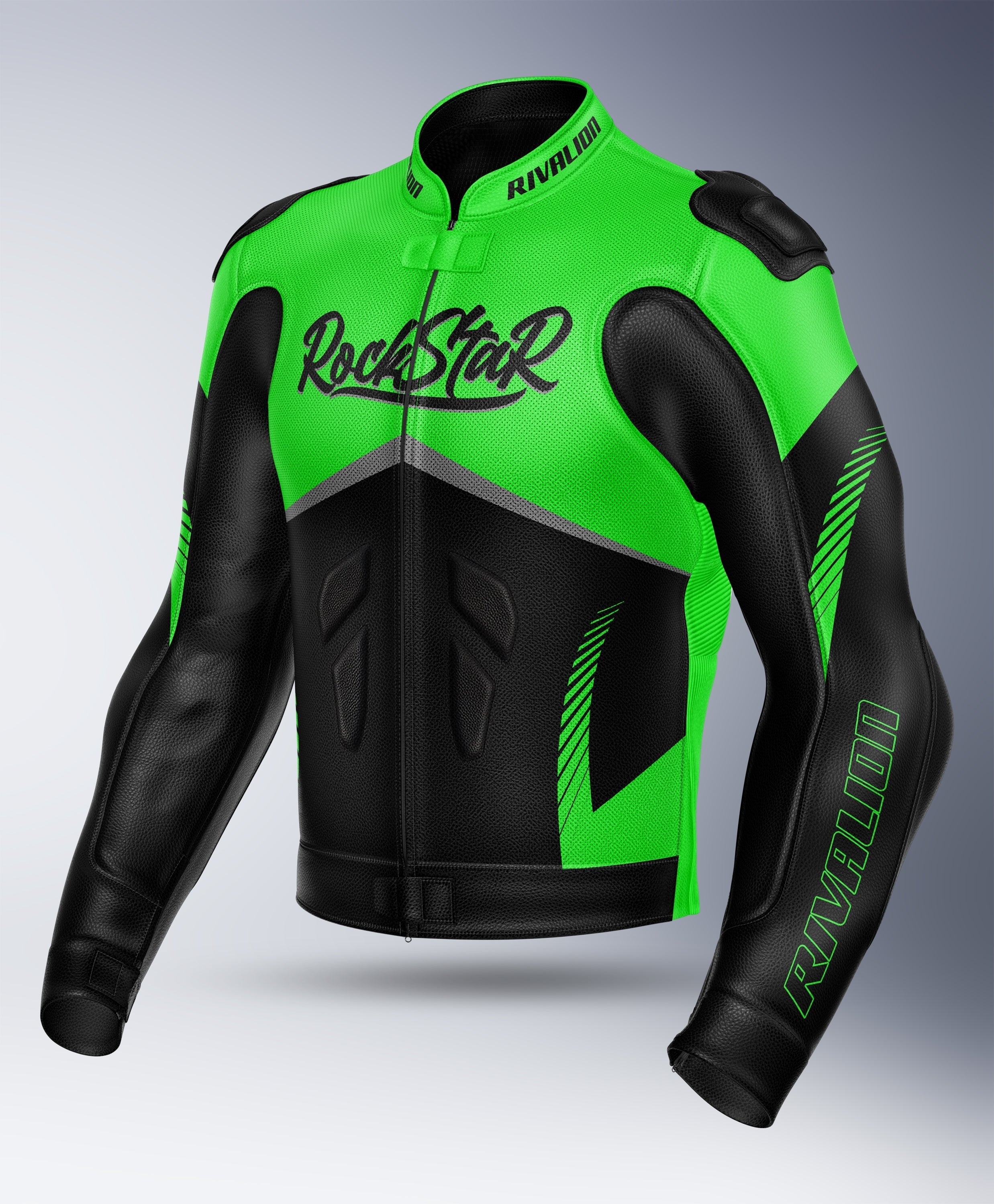 Rockstar Motorcycle Men Leather Racing Jacket