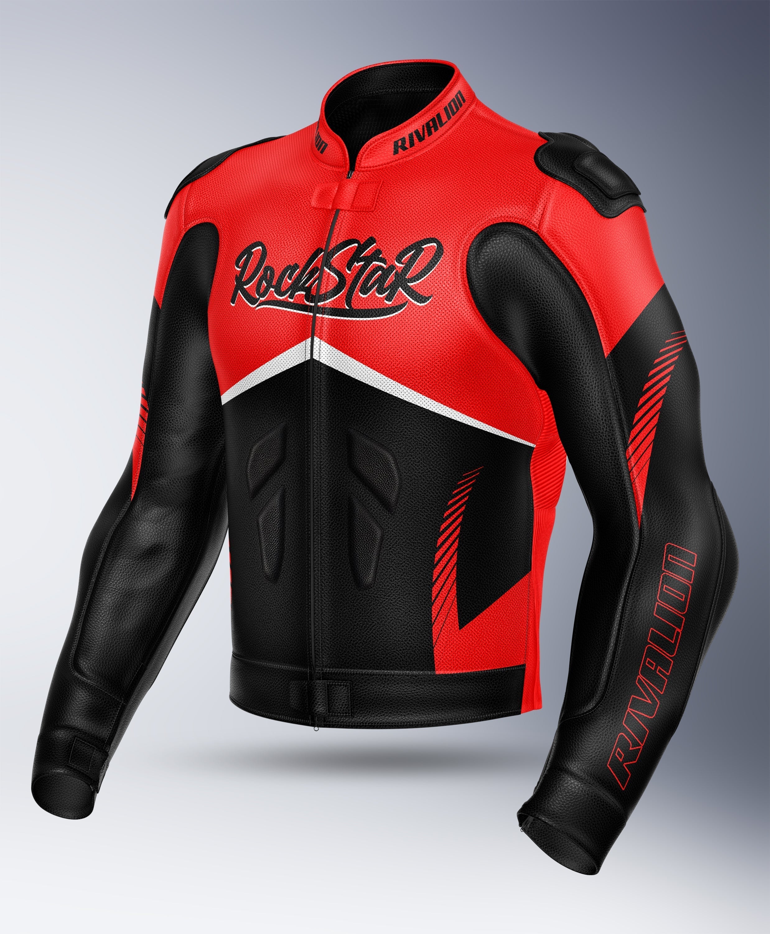 R2 Rockstar Motorcycle Men Leather Racing Jacket