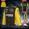 Ryan Blaney JH Design Black/Yellow Advance Auto Parts Twill Driver Uniform Full-Snap Jacket (FREE T-shirt, FREE Beanie Cap, FREE Scarf, FREE Bag)