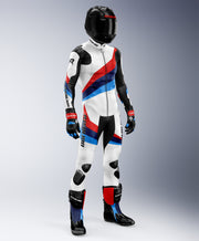 RV1 BMW White Motorcycle Men Leather Racing Suit
