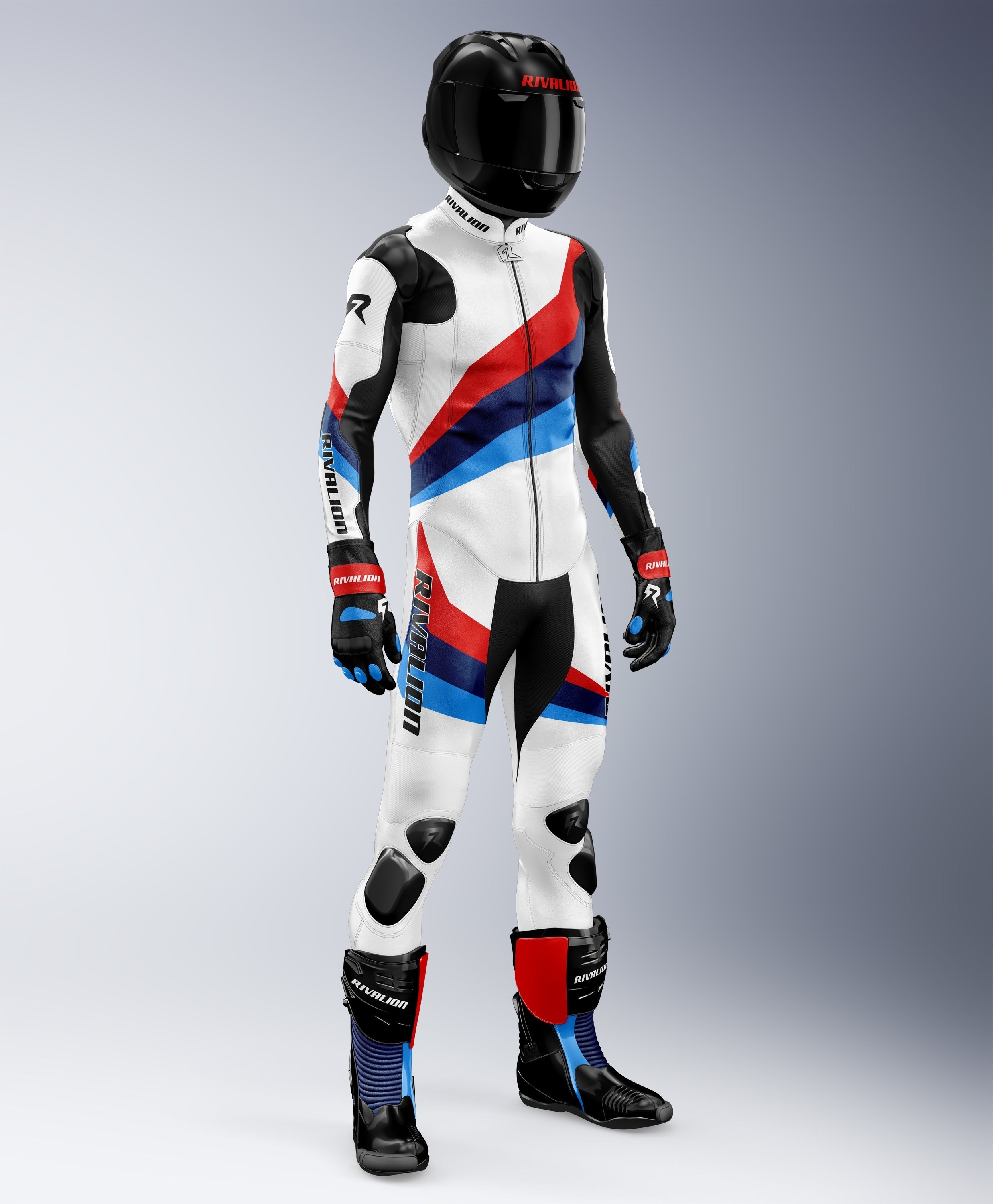 RV1 BMW White Motorcycle Men Leather Racing Suit