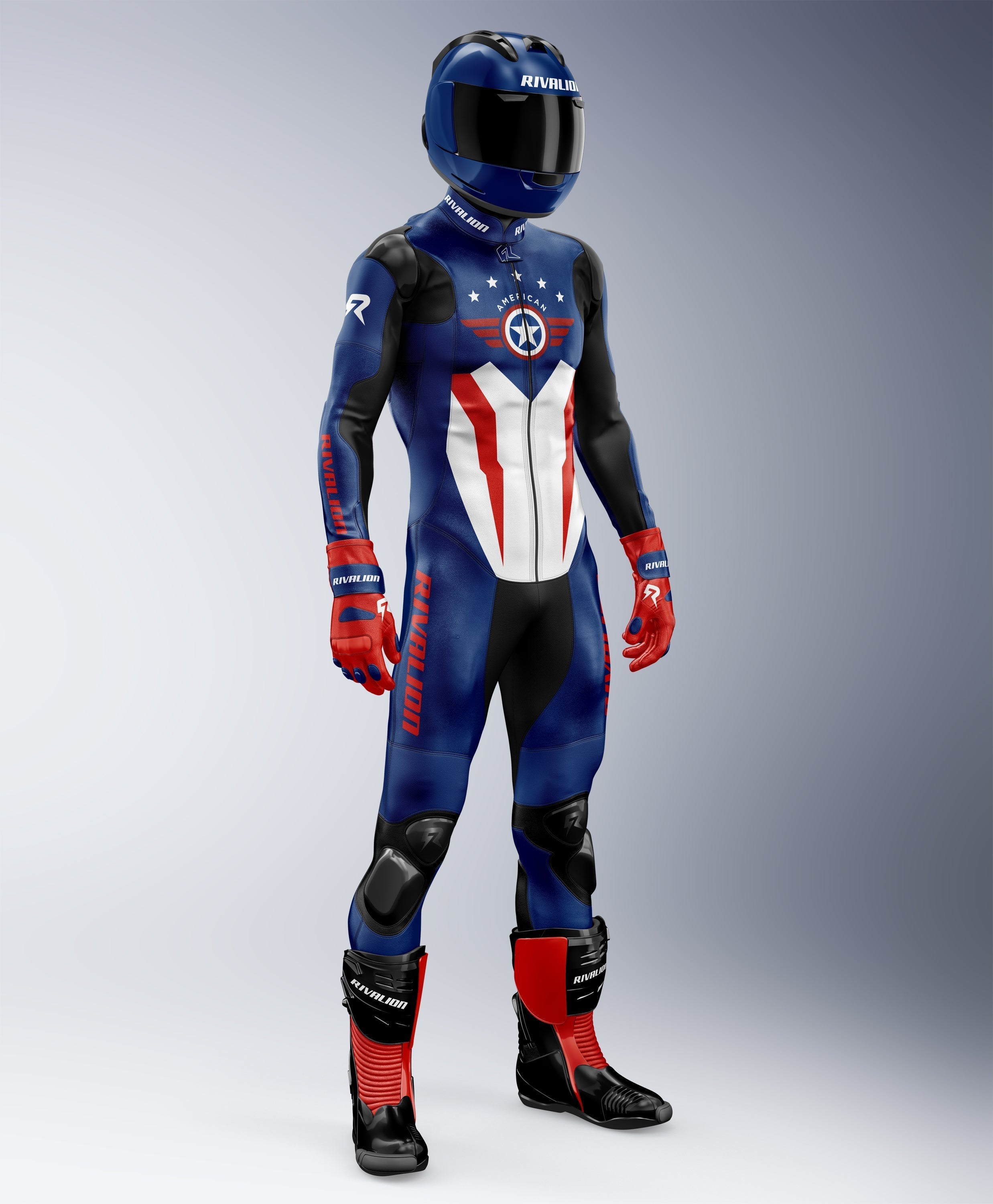 Captain America Motorcycle Leather Racing Suit