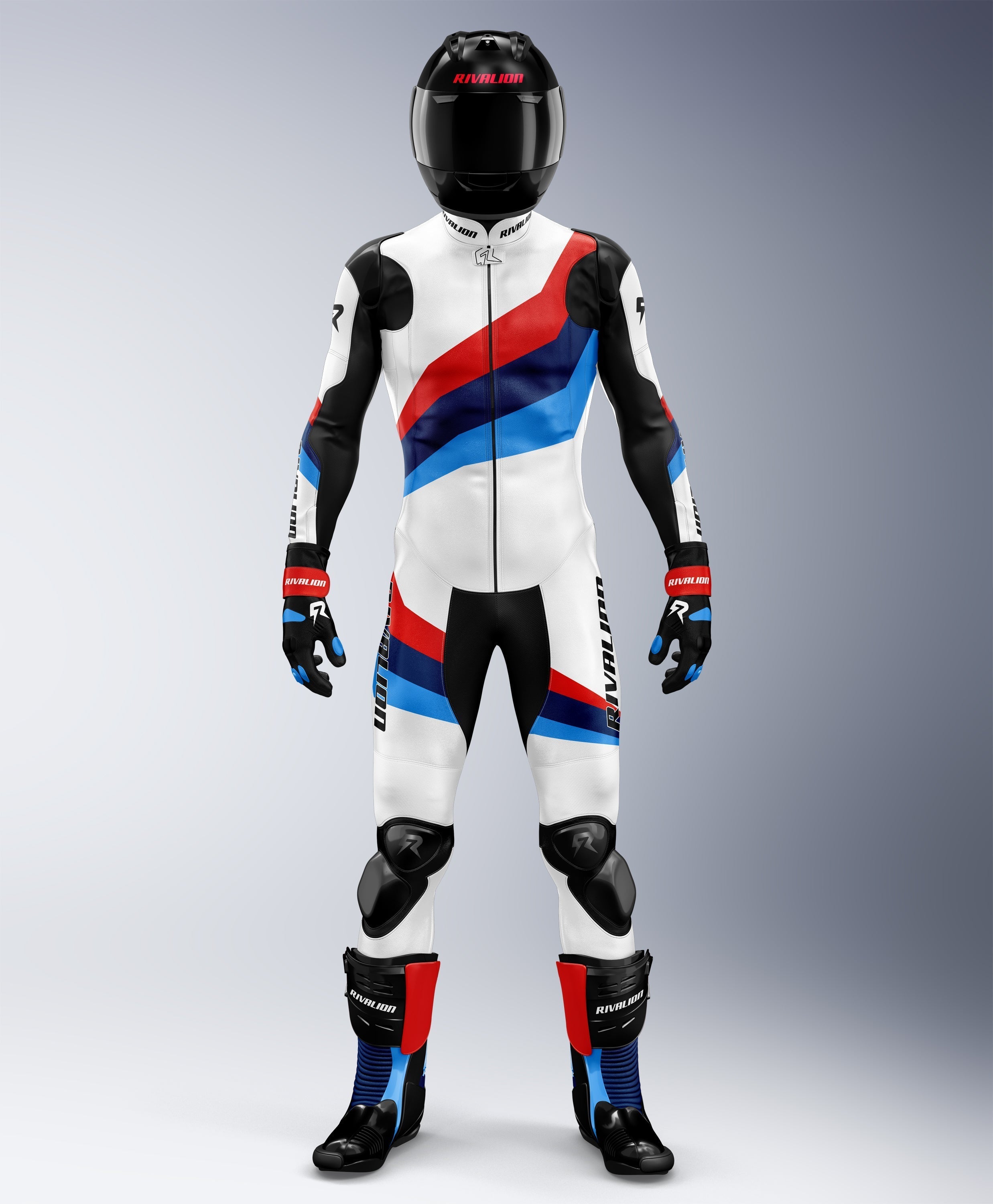RV1 BMW White Motorcycle Men Leather Racing Suit